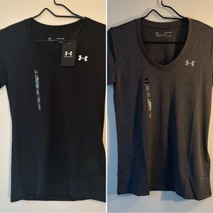 2 Pack NWT Under Armour Heat Gear Tech V Neck Short Sleeve Shirts